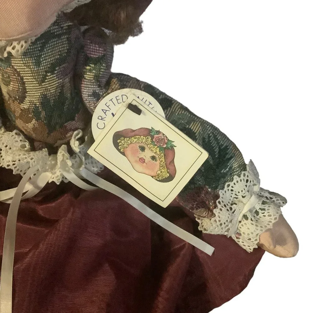 Vtg 1995 Ambrosia Signed Wendy Long Hand Crafted Hand Painted Cloth Doll Curly‎
